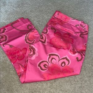 Pink floral j crew jeans